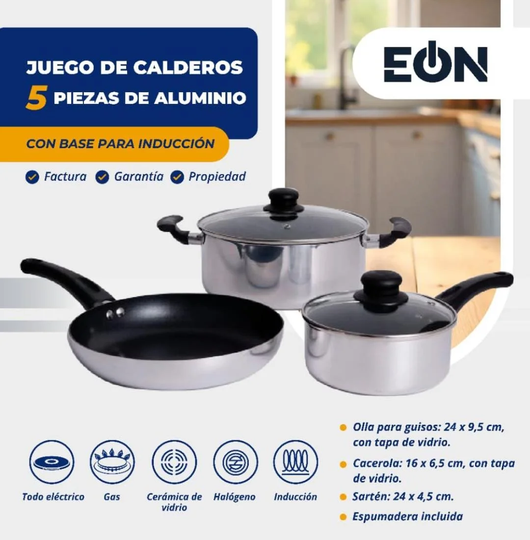 Juego de calderos de 3 piezas marca EON