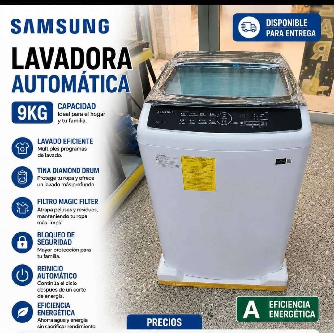 Lavadora automática de 9kg marca SAMSUNG