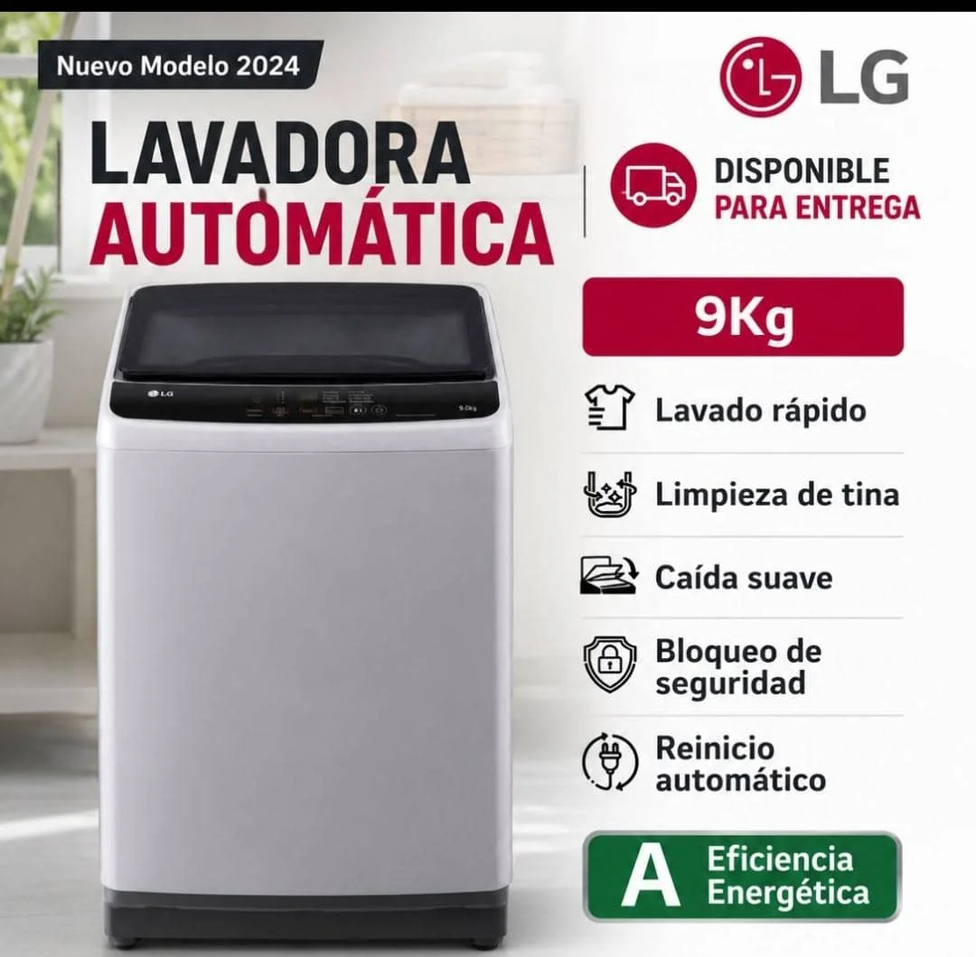 Lavadora automática de 9kg marca LG