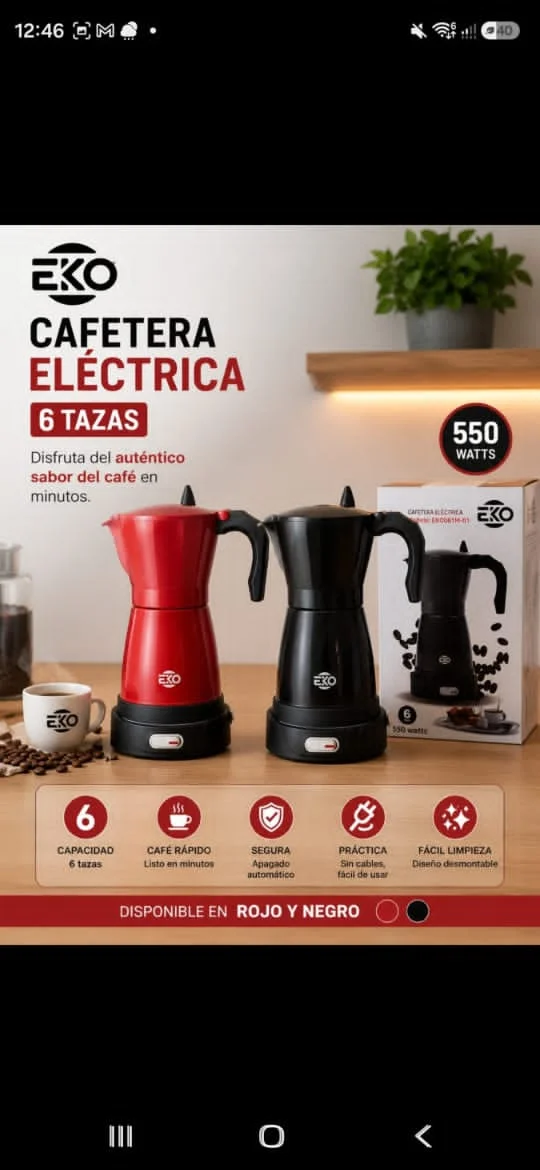 Cafetera electrica de 6 tazas marca eko — imagen 1
