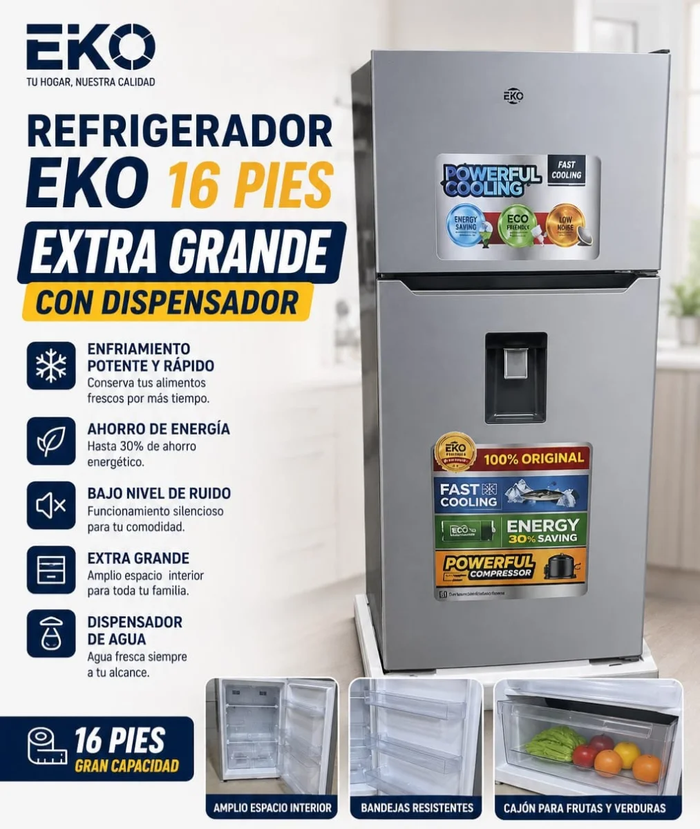 Refrigerador grande de 16 pies marca EKO — imagen 1