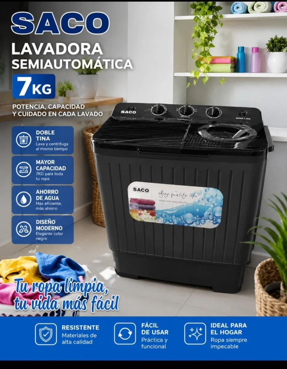Lavadora semiautomatica de 7kg , marca SACO — imagen 1