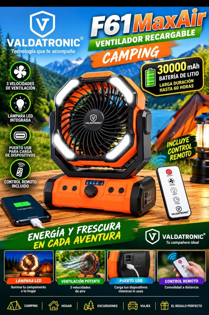 Ventilador camping F61 marca Valdatronic