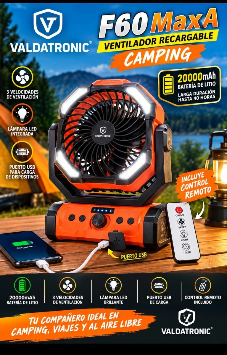 Ventilador camping F60 marca Valdatronic — imagen 1